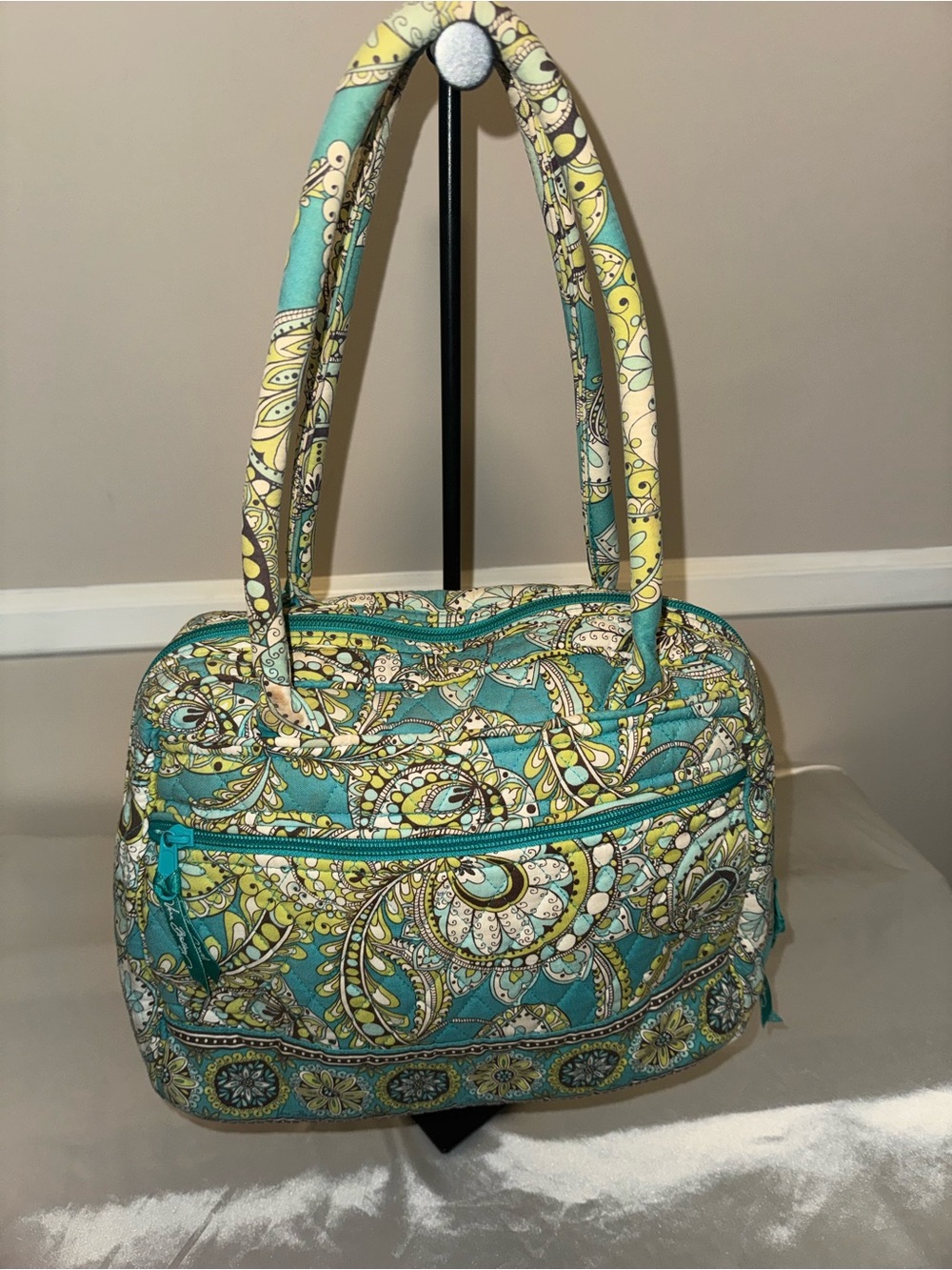 Vera Bradley Quilted Turquoise Paisley Tote Travel Bag